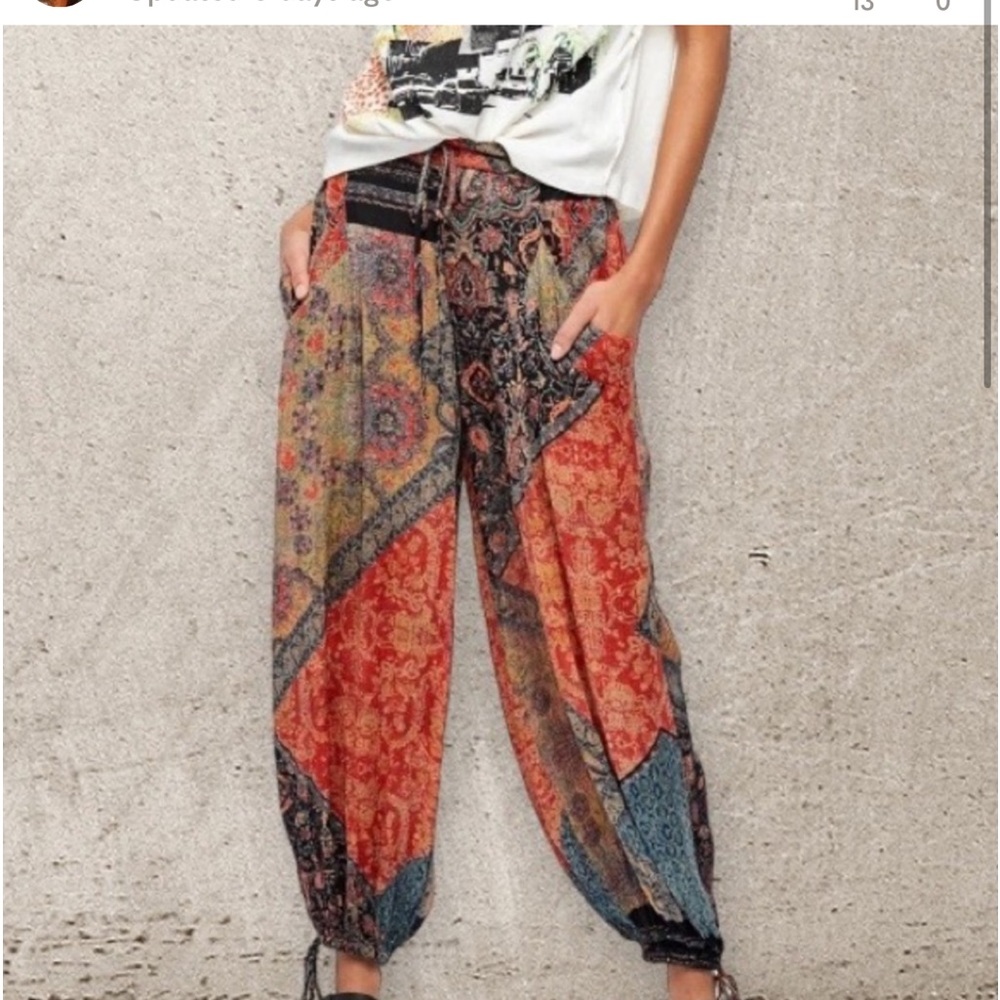 Free People begonia balloon gypsy boho chic bohemian harem pants XS